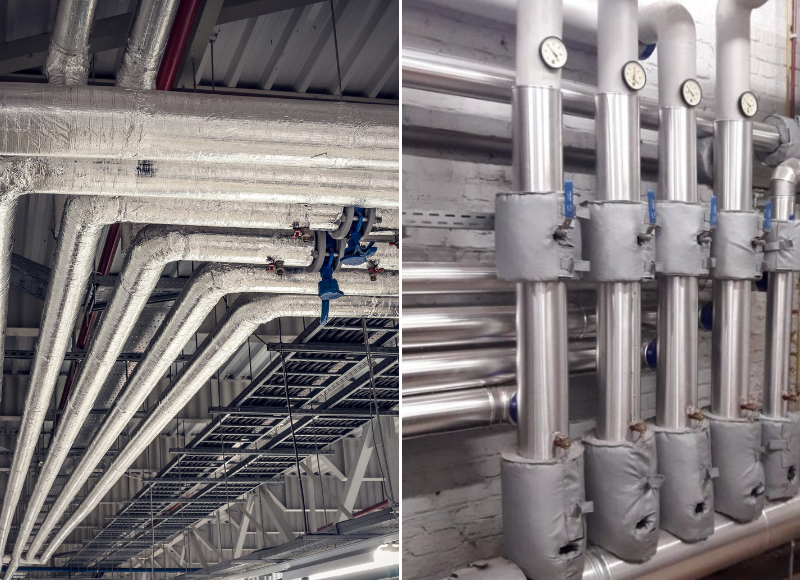 Calorifugeage et points singuliers, isolation tuyau, vannes, pompes,